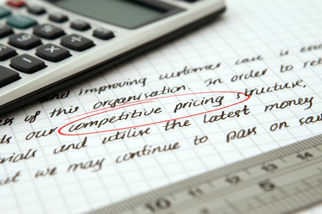 A graph paper with writing on it. “Competitive pricing” is circled in red